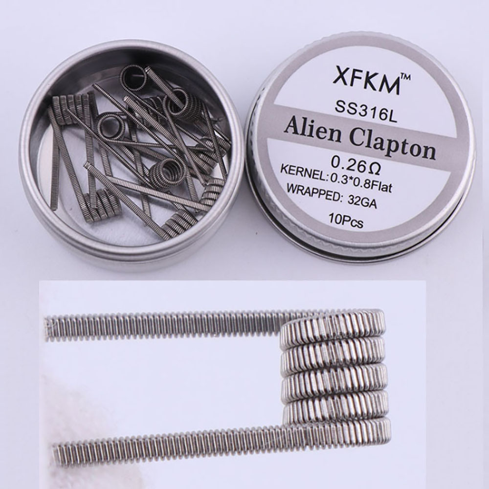 Clapton Wire Pre Built - SS316L 10Pcs/Box Prebuilt Coil Alien Clapton