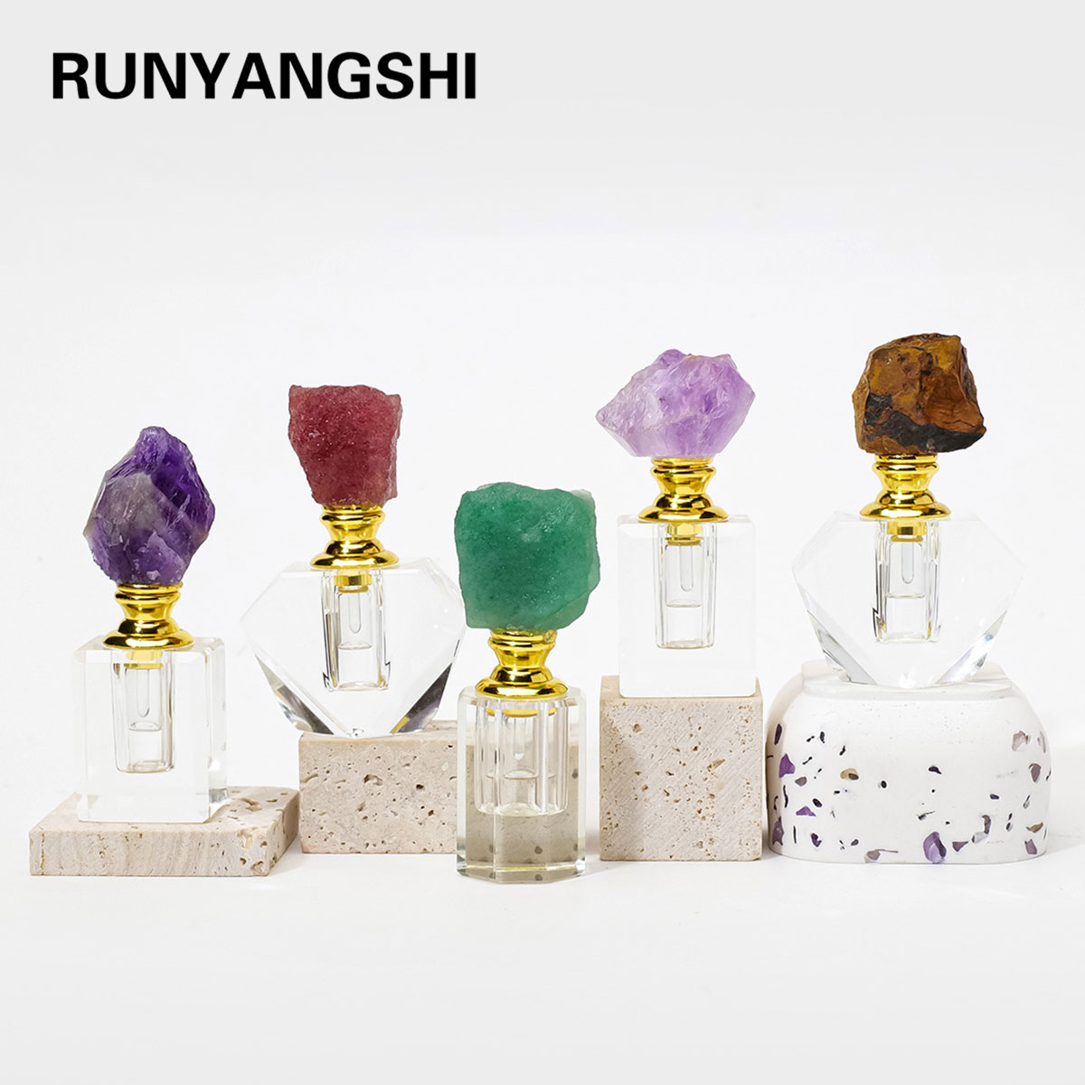 Juice Bottle Dropper - 1PC Natural Amethyst Crystal Cluster Healing
