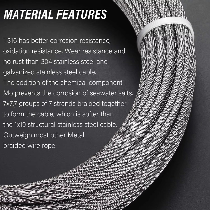 Wire Rope 7X19 Diameter 3.18mm - Stainless Wire Ss316 recension och pris