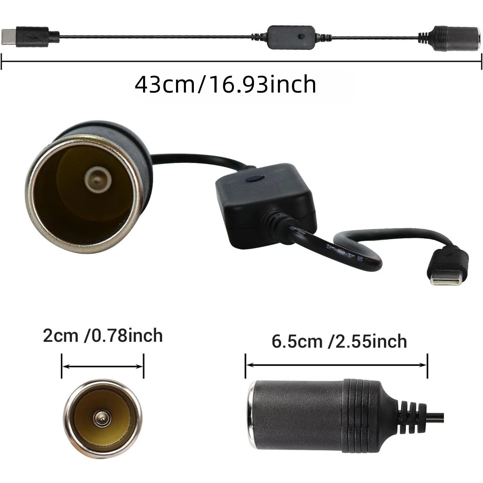1Pc USB-C to 12V Car Cigarette - Accessories Experts Vape recension och pris