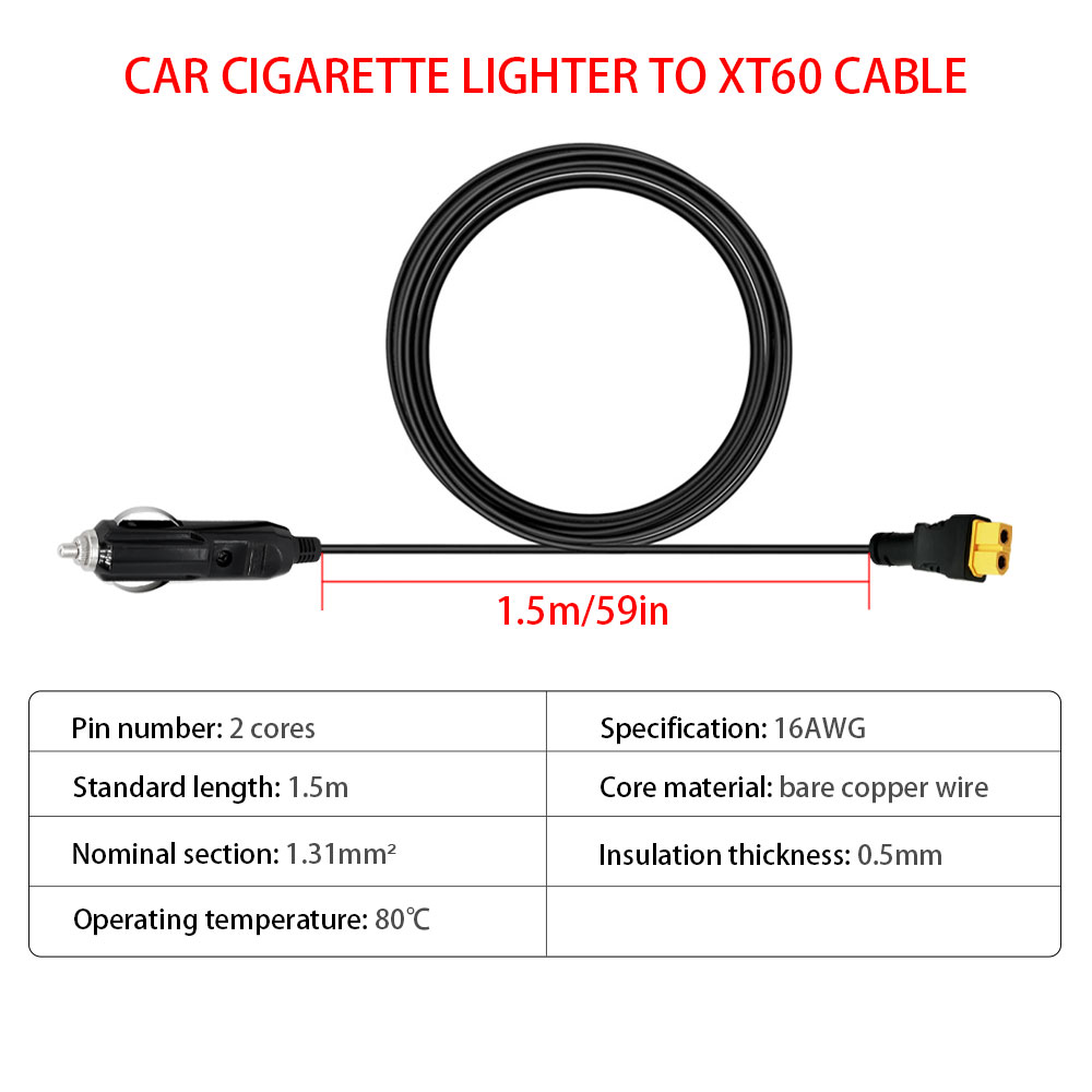 XT60 16AWG Plug Car Cigarette  - Accessories Experts Vape recension och pris